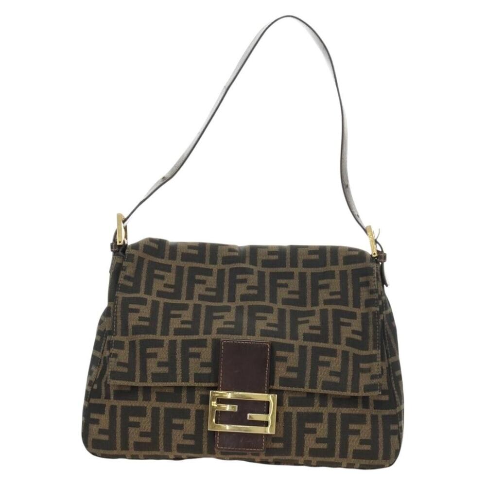 Fendi Zucca Mamma Baguette Shoulder Bag Black